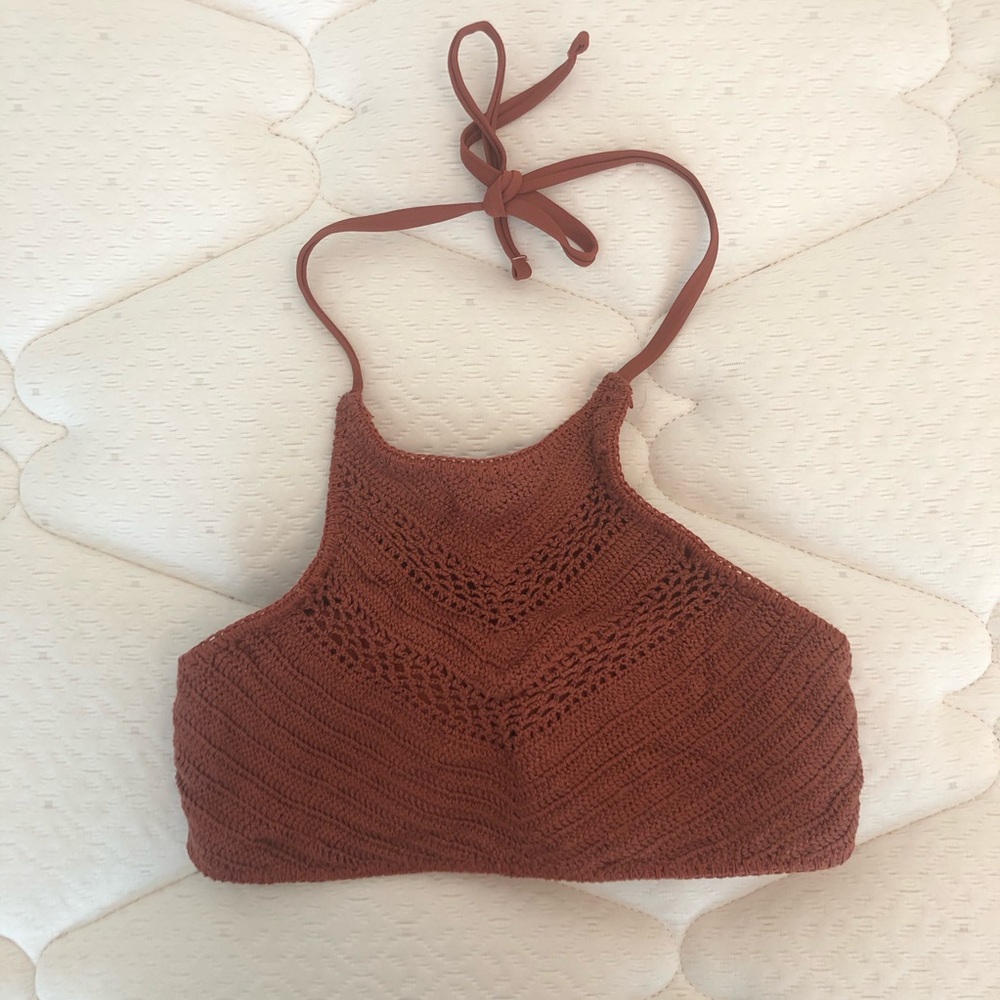 crochet halter tie-back bikini top
